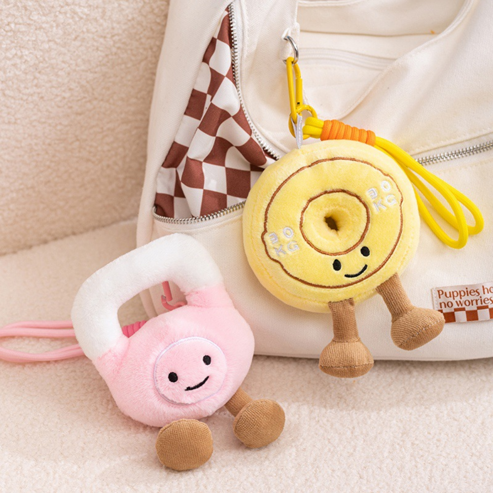 GymCuddle Fitness Plush Keychain – Cute Dumbbell & Kettlebell Bag Charm