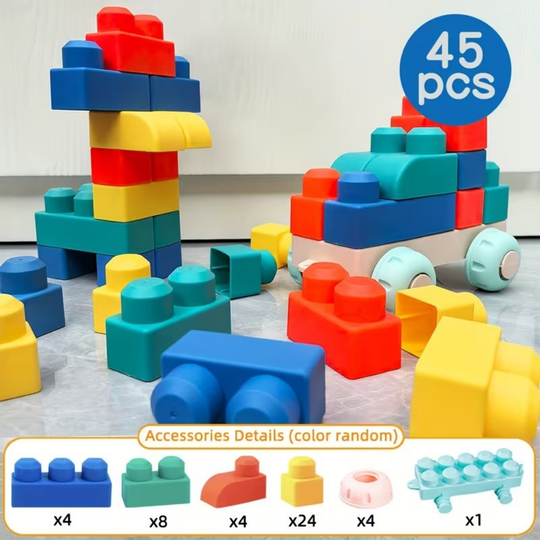 RubbaBuild Soft Building Blocks – Baby & Toddler Sensory Toy