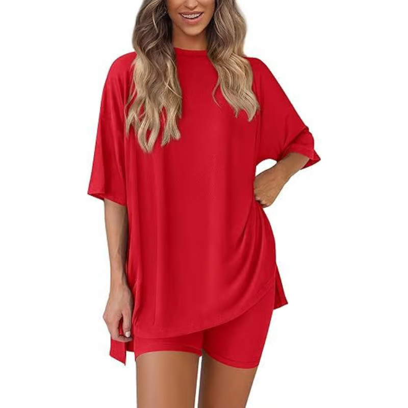 SummerEase Women's 2-Piece Set – Breezy T-Shirt & Stretch Shorts