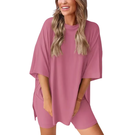 SummerEase Women's 2-Piece Set – Breezy T-Shirt & Stretch Shorts