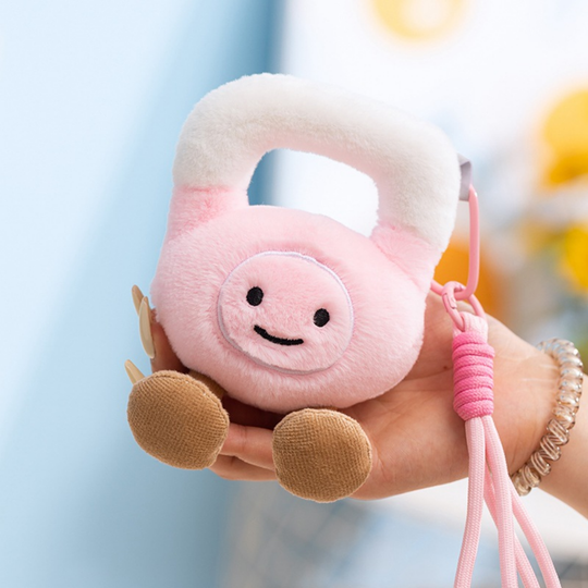 GymCuddle Fitness Plush Keychain – Cute Dumbbell & Kettlebell Bag Charm
