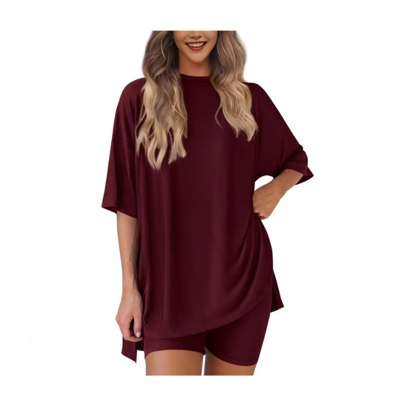 SummerEase Women's 2-Piece Set – Breezy T-Shirt & Stretch Shorts