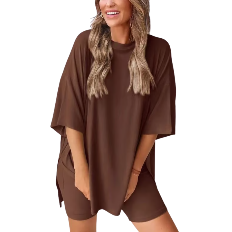 SummerEase Women's 2-Piece Set – Breezy T-Shirt & Stretch Shorts