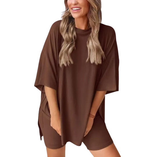 SummerEase Women's 2-Piece Set – Breezy T-Shirt & Stretch Shorts