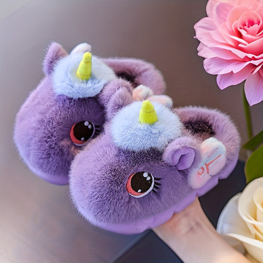 UniCozy Unicorn Slippers – Girls Plush Non-Slip House Shoes