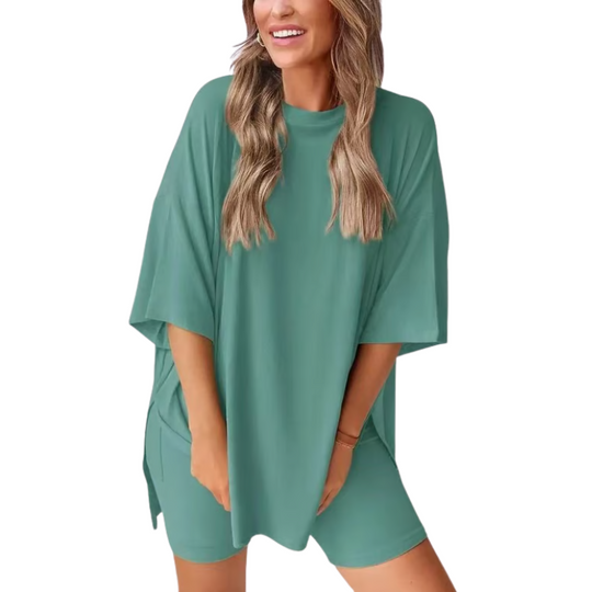 SummerEase Women's 2-Piece Set – Breezy T-Shirt & Stretch Shorts