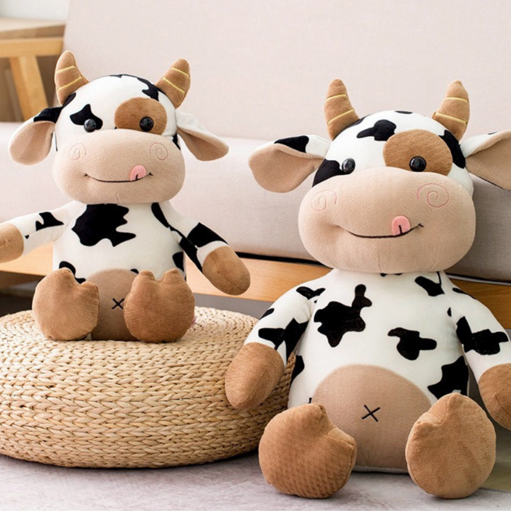 CowCuddle Dressed-Up Cow Plush Toy with Knit Jumper & Bag