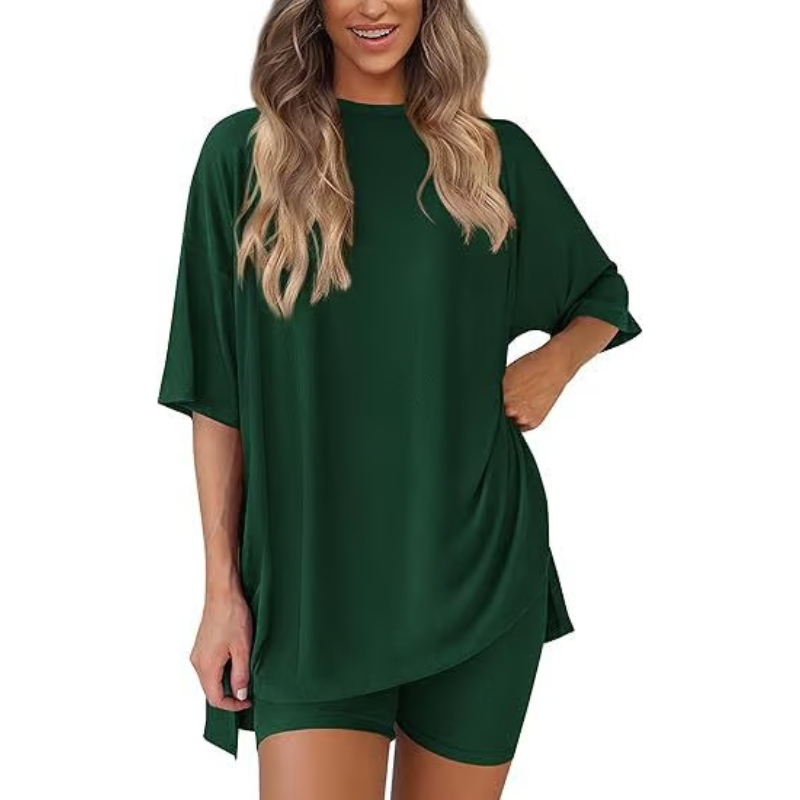 SummerEase Women's 2-Piece Set – Breezy T-Shirt & Stretch Shorts