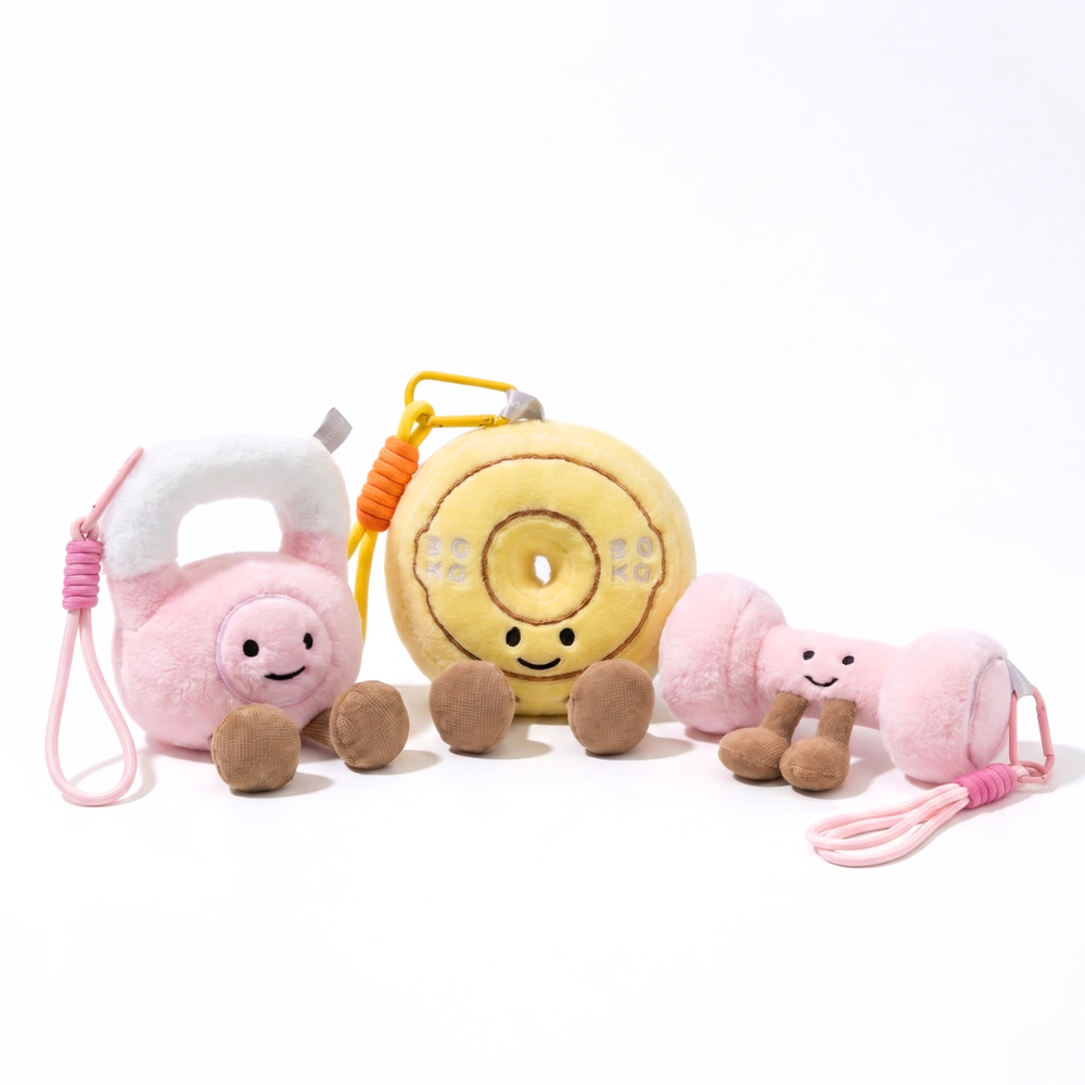 GymCuddle Fitness Plush Keychain – Cute Dumbbell & Kettlebell Bag Charm