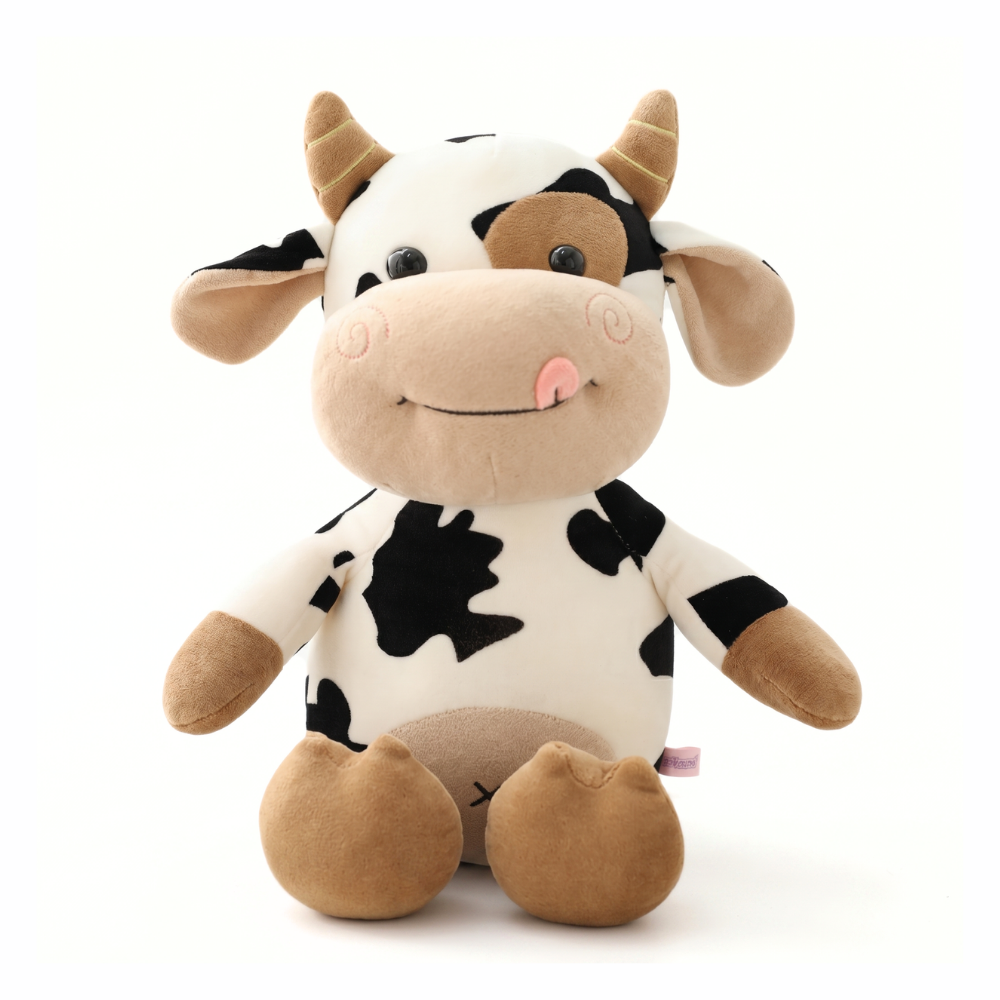 CowCuddle Dressed-Up Cow Plush Toy with Knit Jumper & Bag