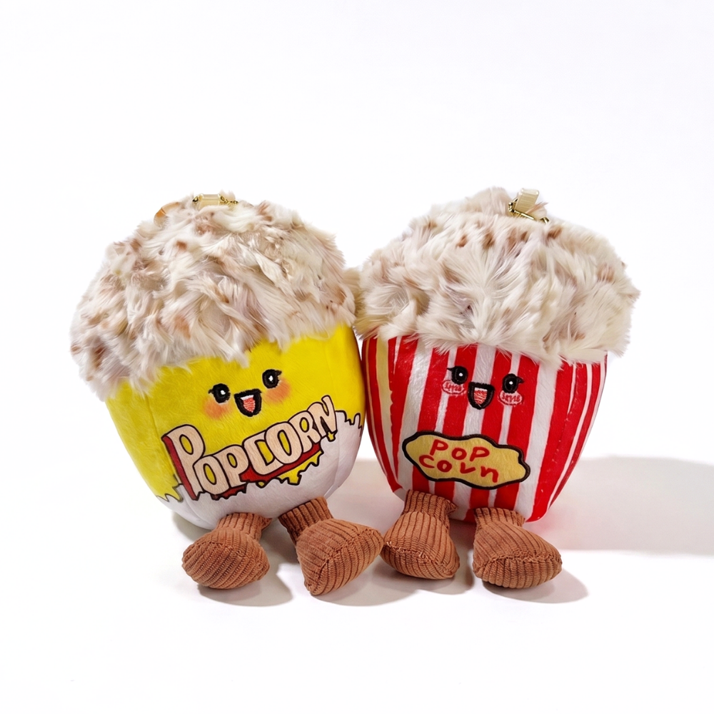 PopcornCuddle Popcorn Plush Keychain – Fluffy Cute Bag Charm 13 cm