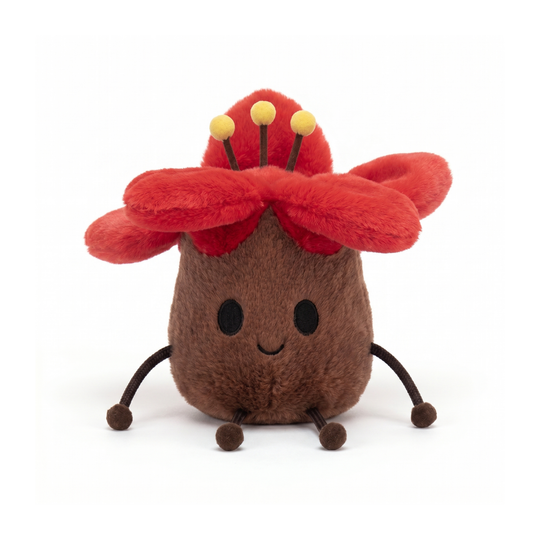 KapokCuddle Red Flower Plush Keychain – Cute Floral Bag Charm