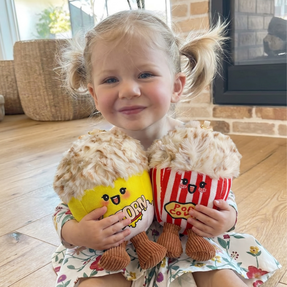 PopcornCuddle Popcorn Plush Keychain – Fluffy Cute Bag Charm 13 cm