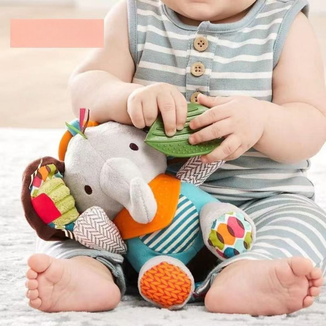 SnuggleBite Baby Teething Toy – Soft Plush Sensory Comforter for Teething Babies