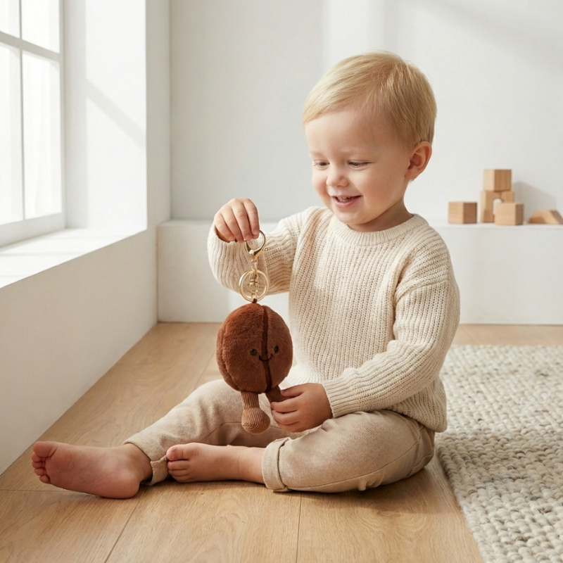 BeanBuddy Coffee Bean Plush Keychain – Cute Bag Charm