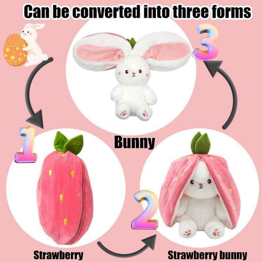 StrawberryBunny Plush Toy – Transforming Stuffed Toy for Kids