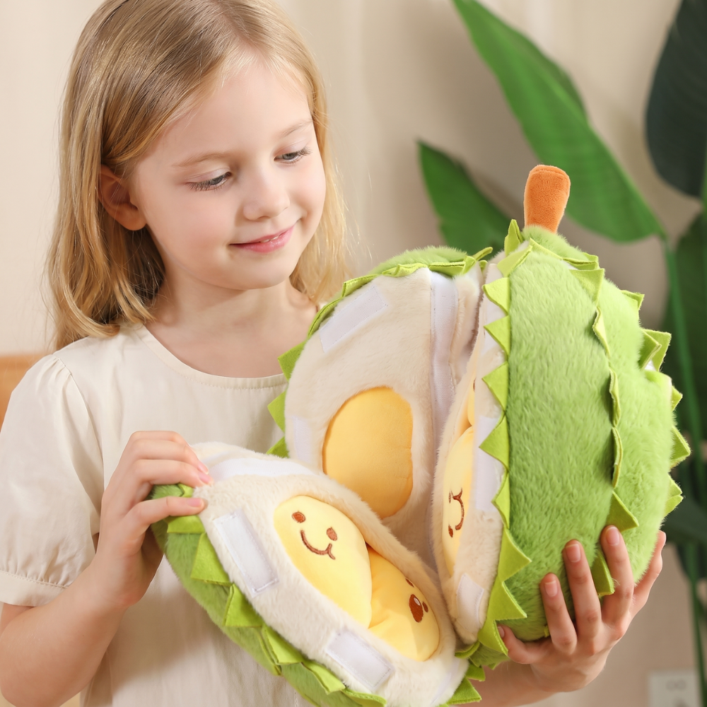 DurianCuddle Durian Fruit Plush Toy – Novelty Opening Cushion Soft Toy