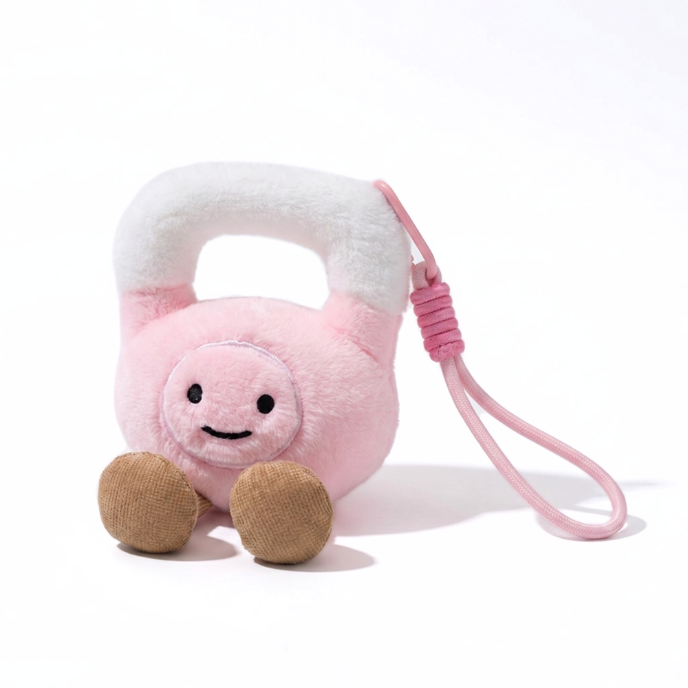 GymCuddle Fitness Plush Keychain – Cute Dumbbell & Kettlebell Bag Charm