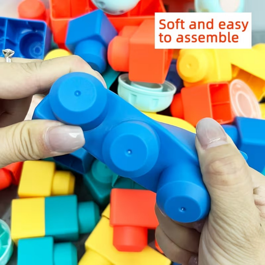RubbaBuild Soft Building Blocks – Baby & Toddler Sensory Toy