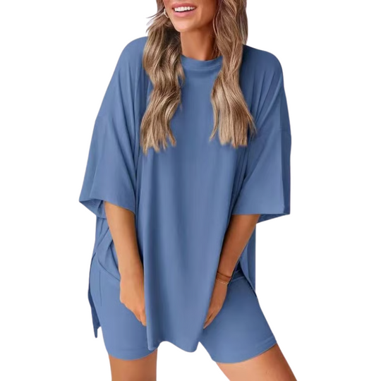 SummerEase Women's 2-Piece Set – Breezy T-Shirt & Stretch Shorts