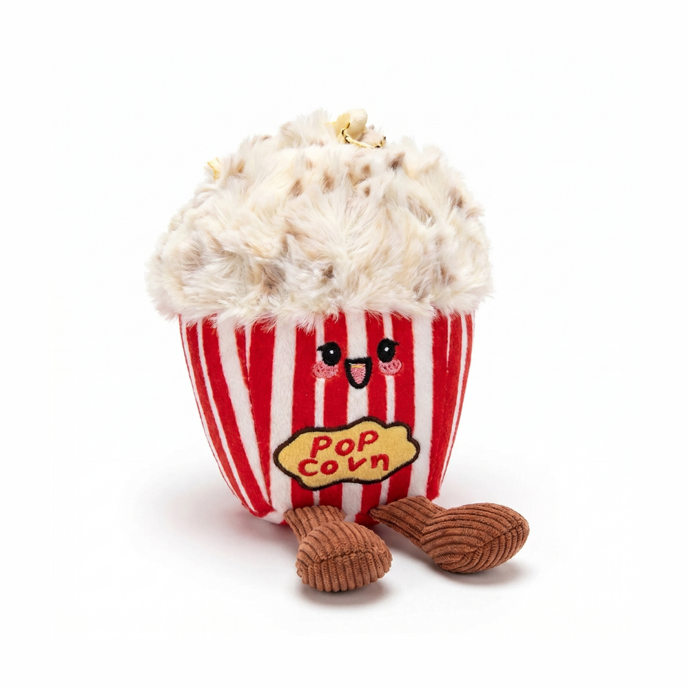 PopcornCuddle Popcorn Plush Keychain – Fluffy Cute Bag Charm 13 cm