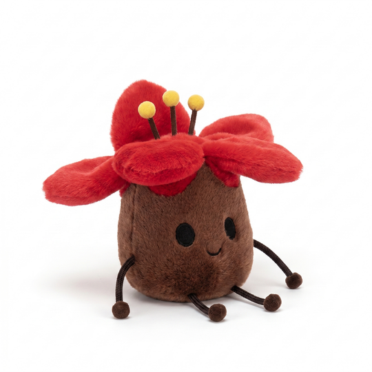 KapokCuddle Red Flower Plush Keychain – Cute Floral Bag Charm
