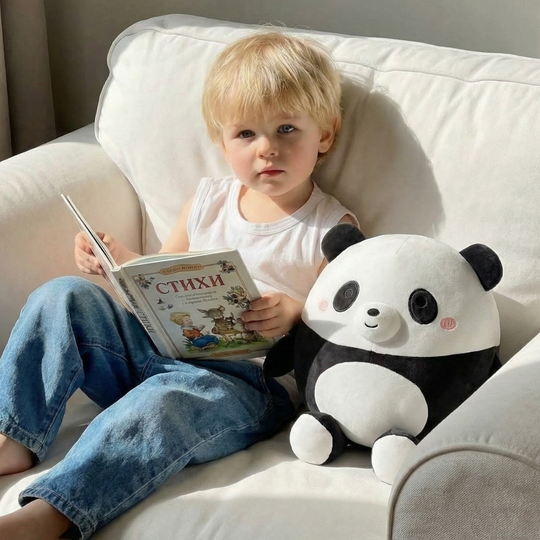 Vesa Round Panda Plush Toy – Soft Stuffed Animal for Kids