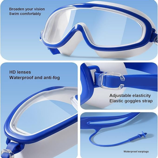 AquaView – Anti-Fog Swim Goggles with Wide Vision