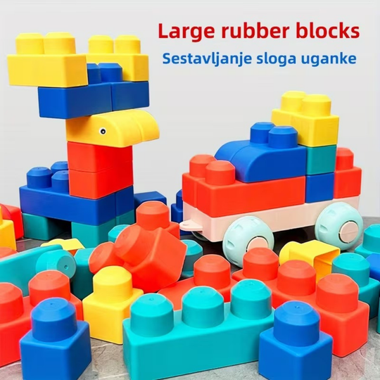 RubbaBuild Soft Building Blocks – Baby & Toddler Sensory Toy