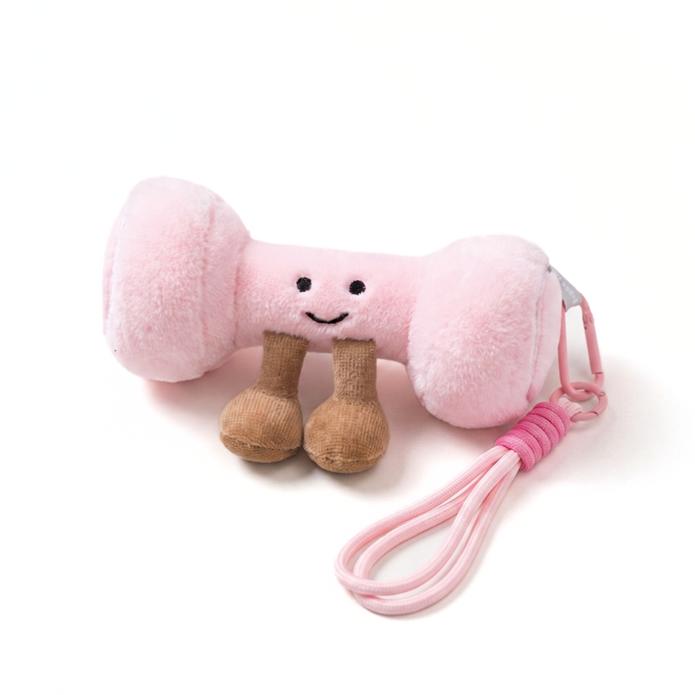 GymCuddle Fitness Plush Keychain – Cute Dumbbell & Kettlebell Bag Charm