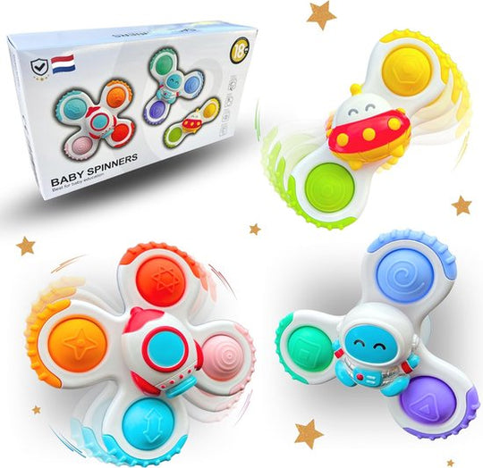 Spin & Play Baby Spinner Toy Set – Sensory Suction Toy