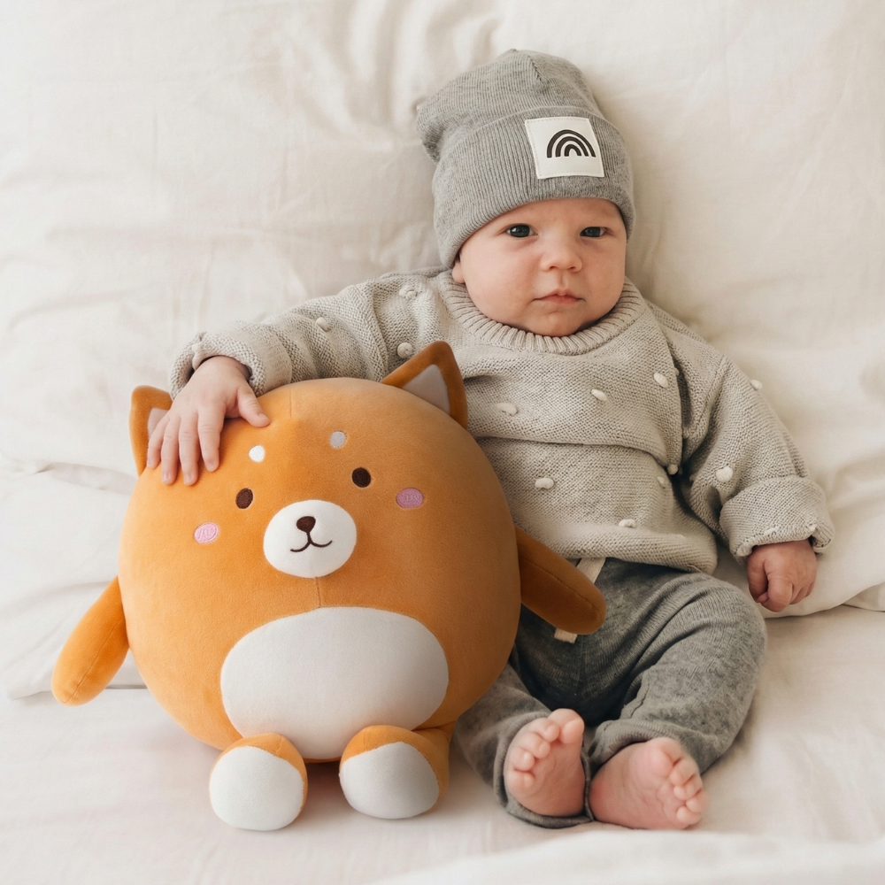 Kivi Round Shiba Plush Toy – Soft Stuffed Animal for Kids