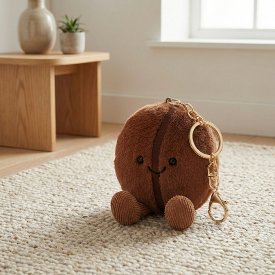 BeanBuddy Coffee Bean Plush Keychain – Cute Bag Charm