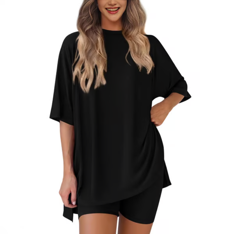 SummerEase Women's 2-Piece Set – Breezy T-Shirt & Stretch Shorts