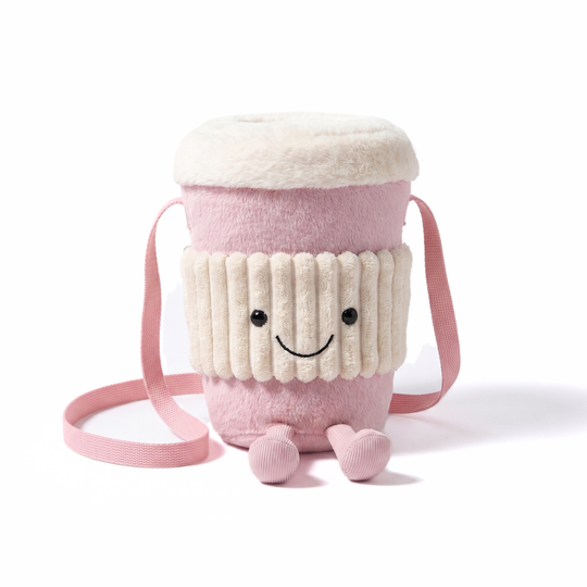 CoffeeCarry Plush Coffee Cup Crossbody Bag – Novelty Shoulder Bag