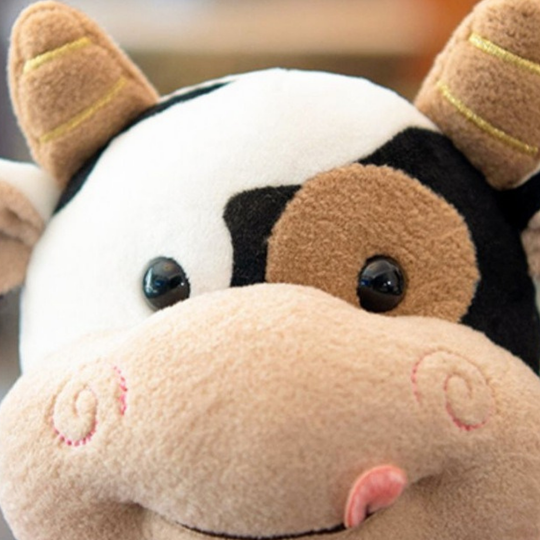 CowCuddle Dressed-Up Cow Plush Toy with Knit Jumper & Bag