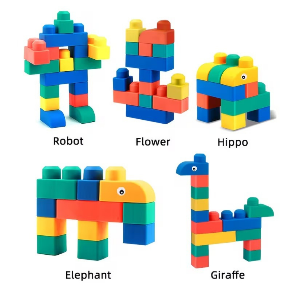 RubbaBuild Soft Building Blocks – Baby & Toddler Sensory Toy