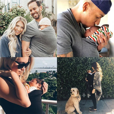 Kangaroo Pocket Baby Carrier T-Shirt – Wearable Bonding Tee for Mums & Dads