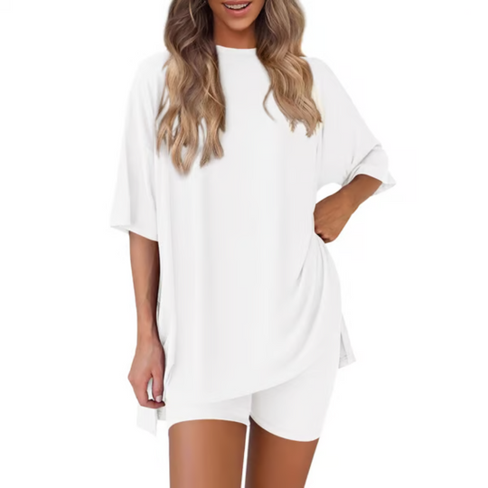 SummerEase Women's 2-Piece Set – Breezy T-Shirt & Stretch Shorts