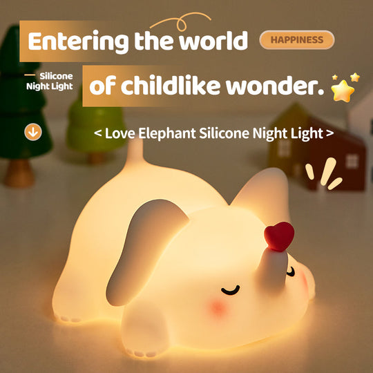 GlowFriends Elephant  LED Night Light - Bedside Lamp Gift for Kids and Girls
