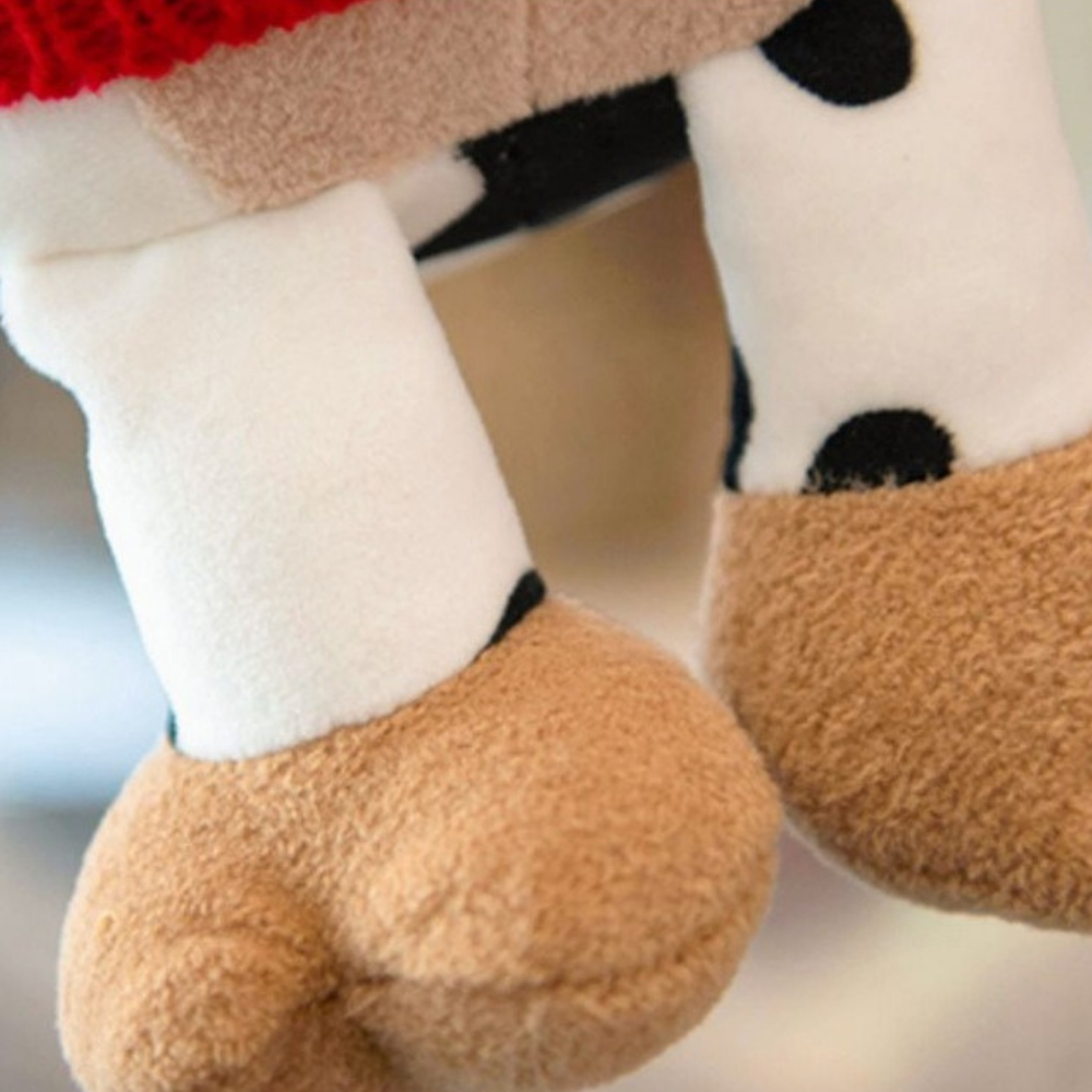 CowCuddle Dressed-Up Cow Plush Toy with Knit Jumper & Bag
