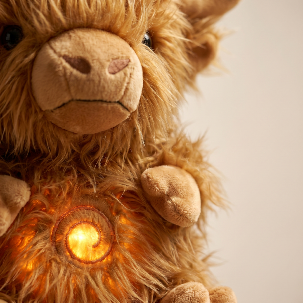 CozyCow Breathing Highland Cow Sleep Soother – Light & Sound Plush