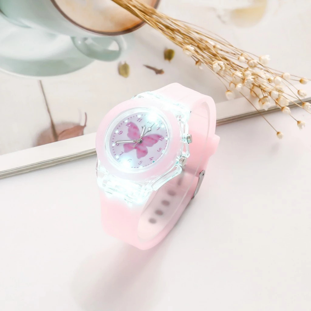 LumiFly Girls Butterfly Watch Set – LED Glow Quartz Watch with Matching Bracelet