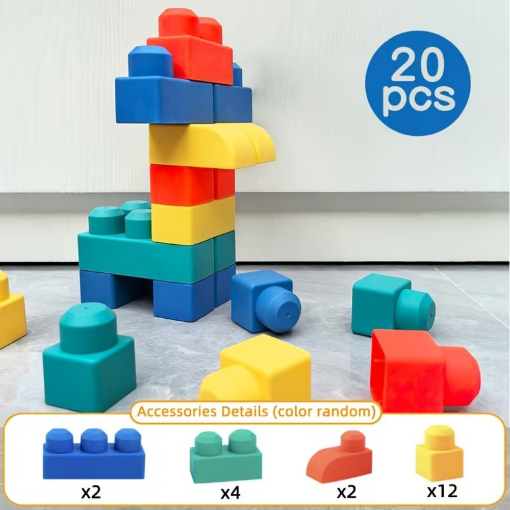 RubbaBuild Soft Building Blocks – Baby & Toddler Sensory Toy