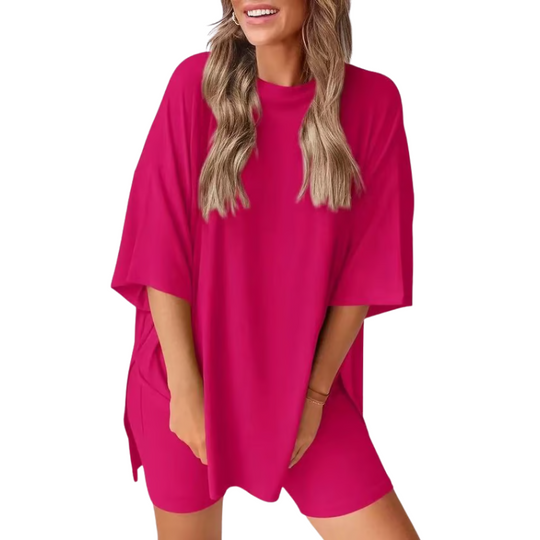 SummerEase Women's 2-Piece Set – Breezy T-Shirt & Stretch Shorts