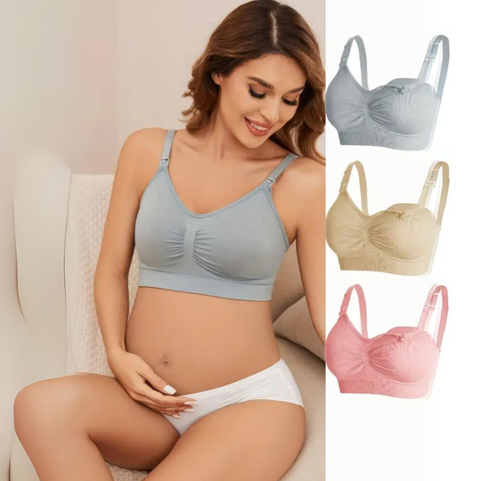 MomEase 3-Pack Seamless Nursing Bras – Comfortable Maternity Bra Set