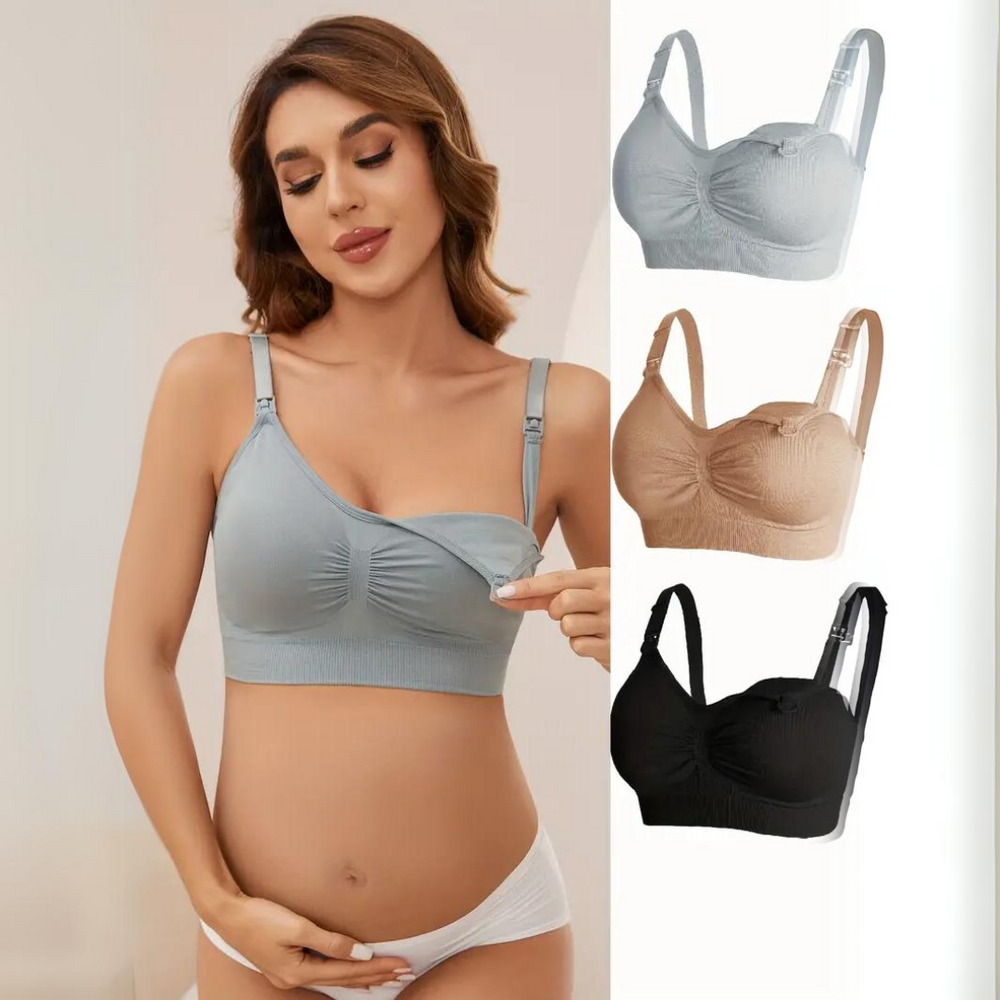 MomEase 3-Pack Seamless Nursing Bras – Comfortable Maternity Bra Set