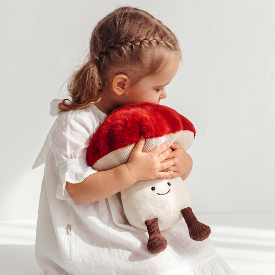 MushroomCuddle Giant Red Mushroom Plush Cushion Toy – 40 cm Decorative Soft Toy