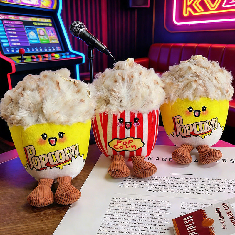 PopcornCuddle Popcorn Plush Keychain – Fluffy Cute Bag Charm 13 cm