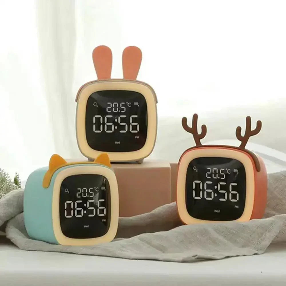 BunnyLight Cartoon LED Alarm Clock Night Light – Kids Bedside Lamp